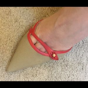 Jimmy Choo red & tan Sz 37/7 US